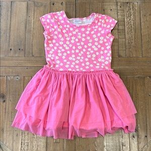 Hanna andersson pink daisy tulle short sleeve dress